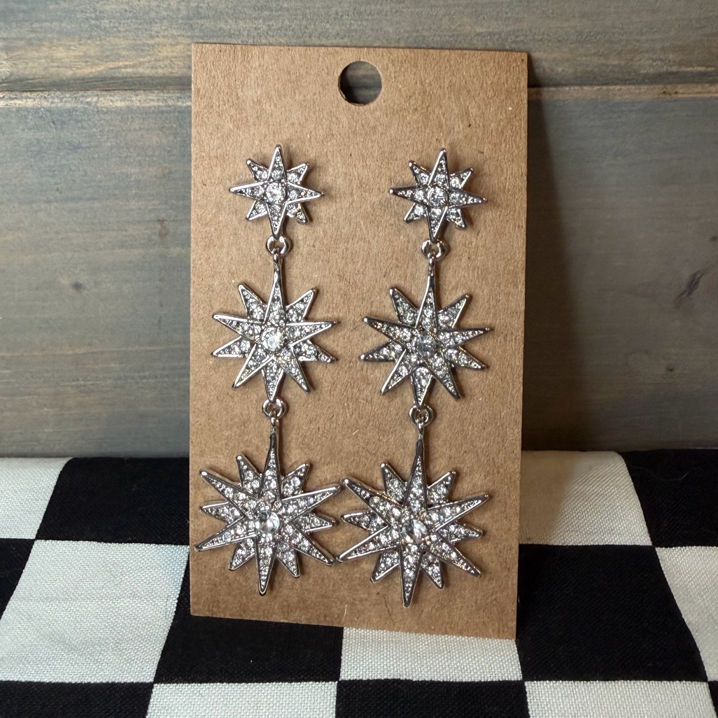 Triple Star Dangle Earrings